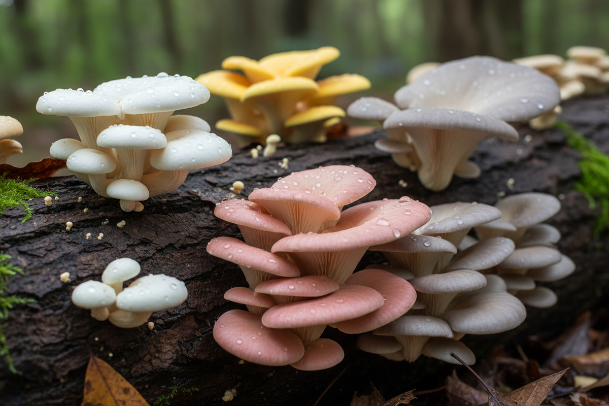 Various fresh oyster mushrooms