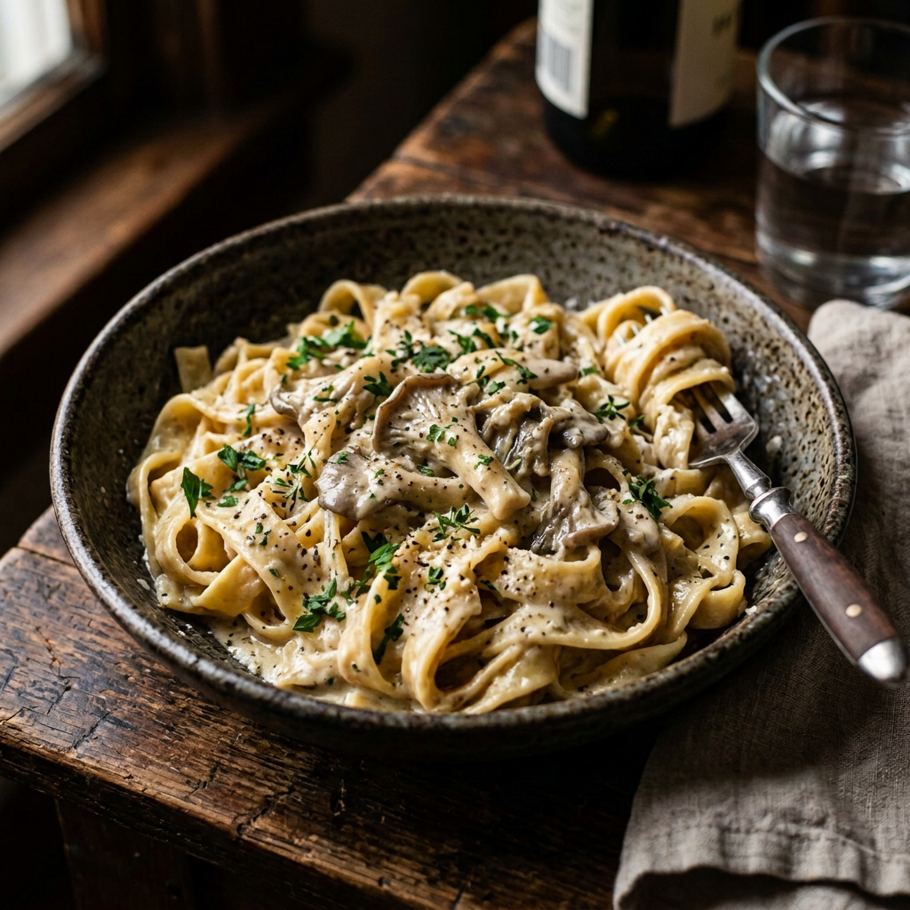 Creamy Garlic Mushroom Noodles